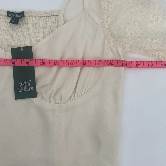 Wild Fable Off White Cropped Long Sleeve Lace Top Size Medium - Picture 8 of 9